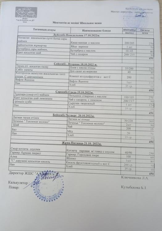 Ас мәзірі