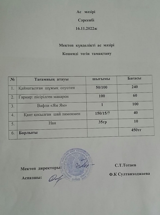 Ас мәзірі