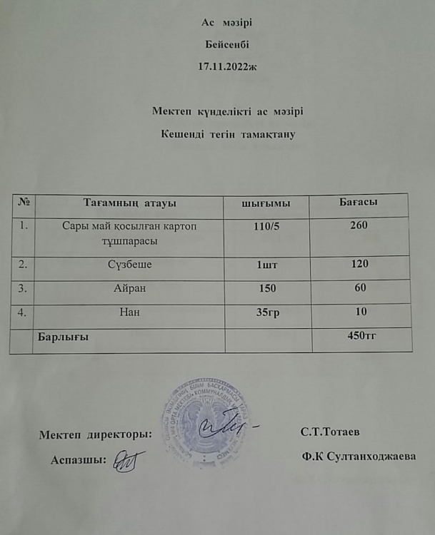 Ас мәзірі