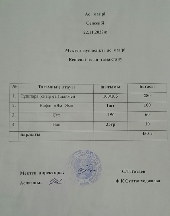 Ас мәзірі
