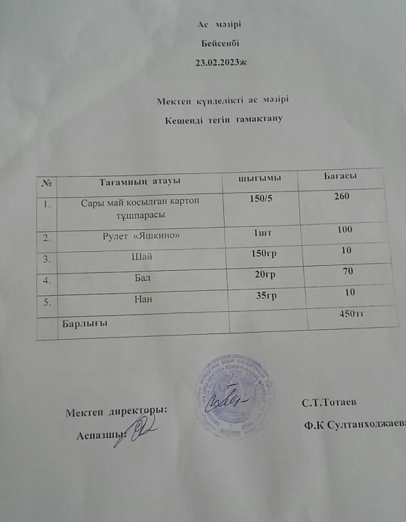 Ас мәзірі