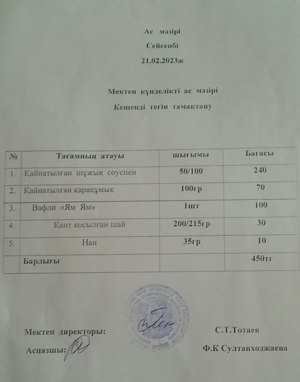 Ас мәзірі