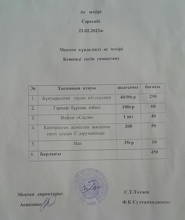 Ас мәзірі