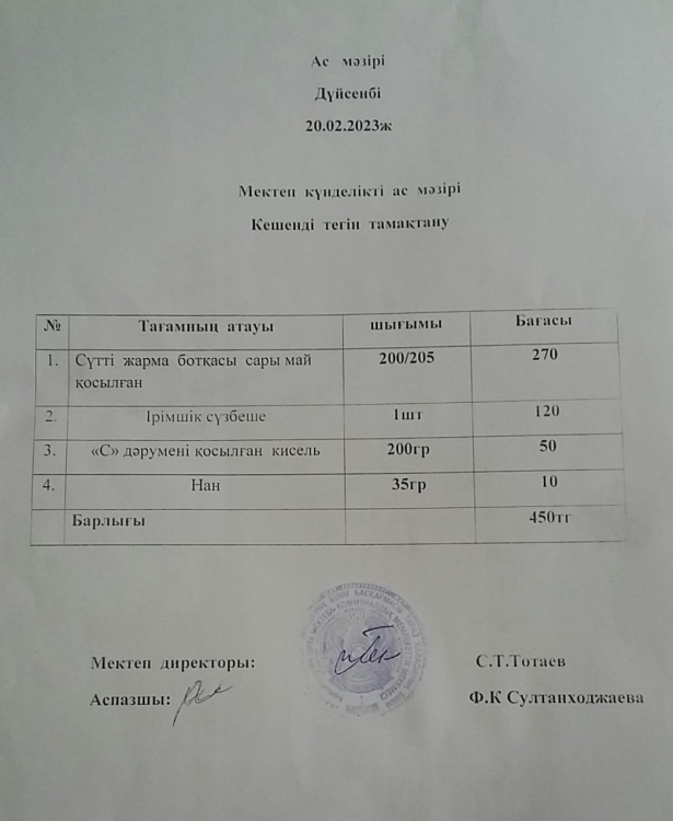 Ас мәзірі