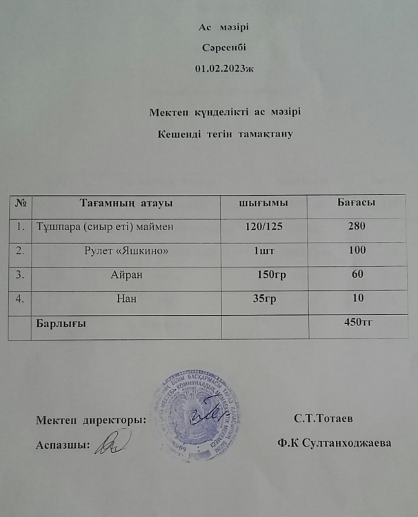 Ас мәзірі
