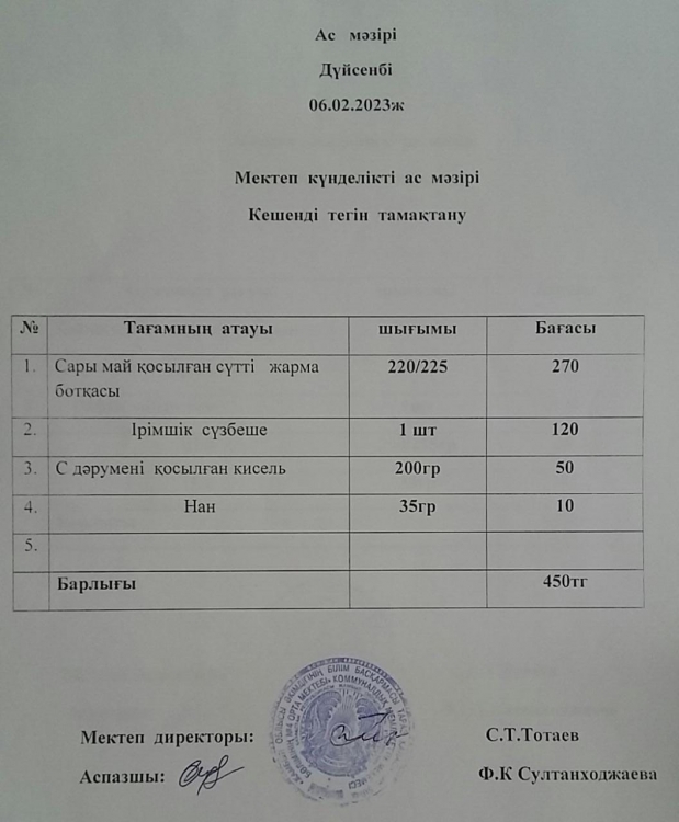 Ас мәзірі