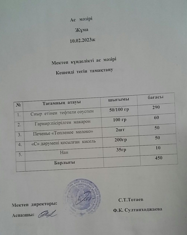 Ас мәзірі