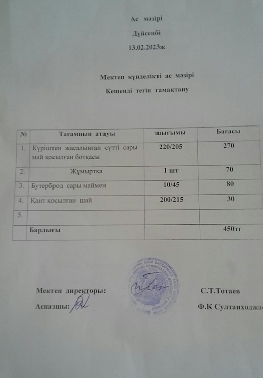 Ас мәзірі