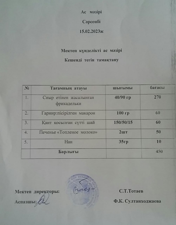 Ас мәзірі