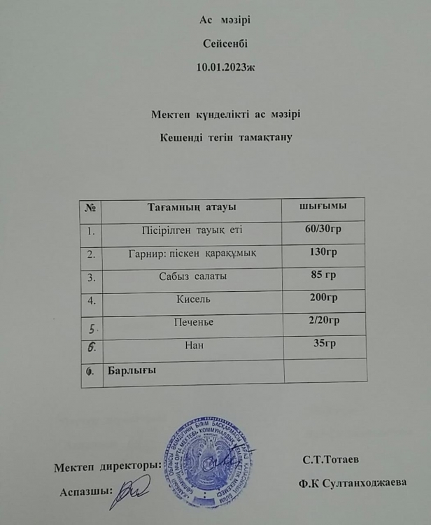 Ас  мәзірі