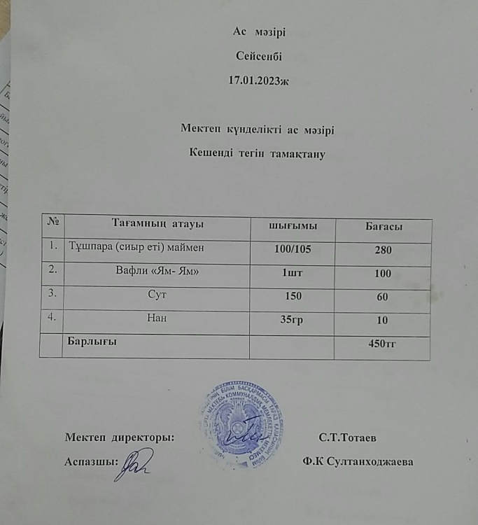 Ас мәзірі