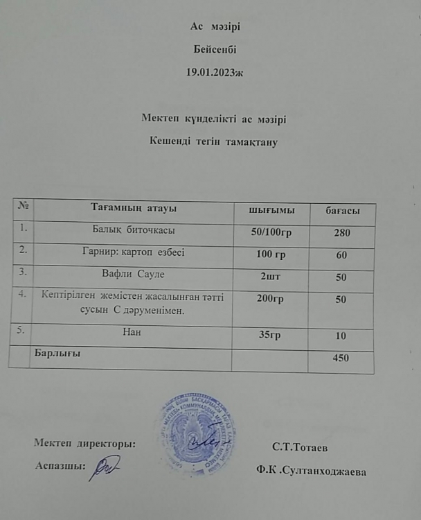 Ас мәзірі
