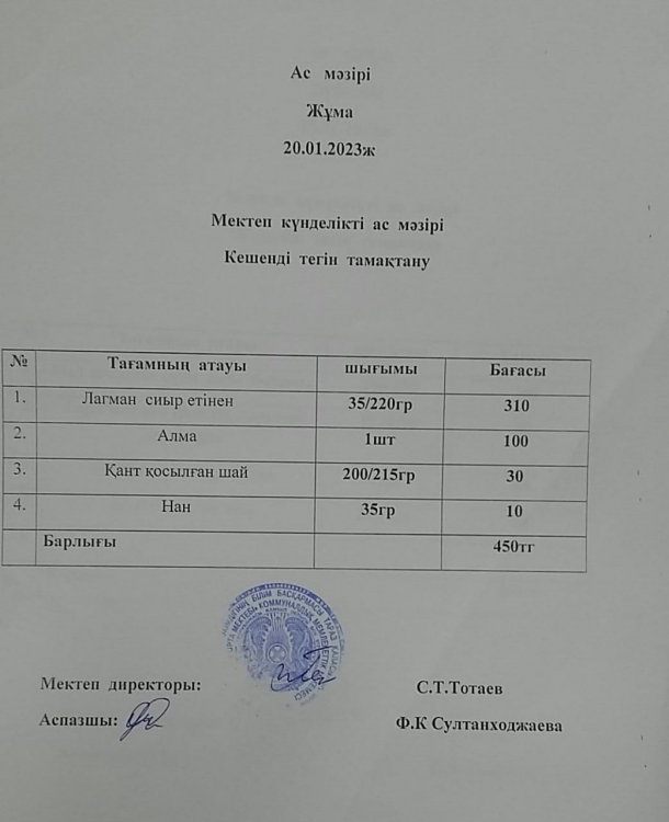 Ас мәзірі