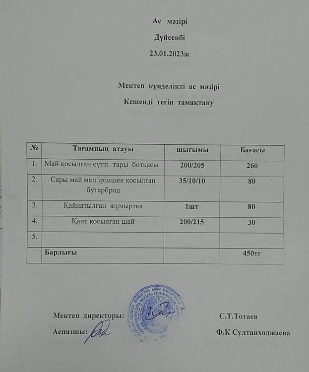 Ас мәзірі