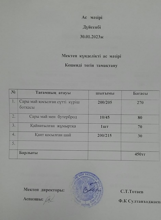 Ас мәзірі