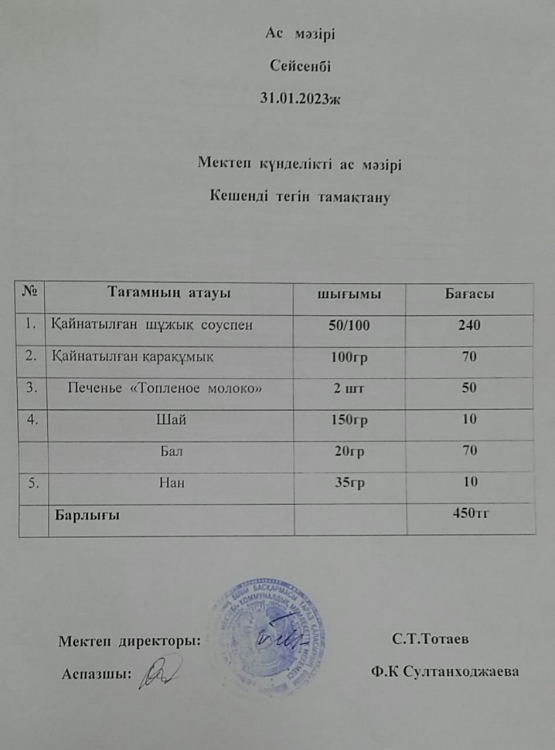 Ас мәзірі