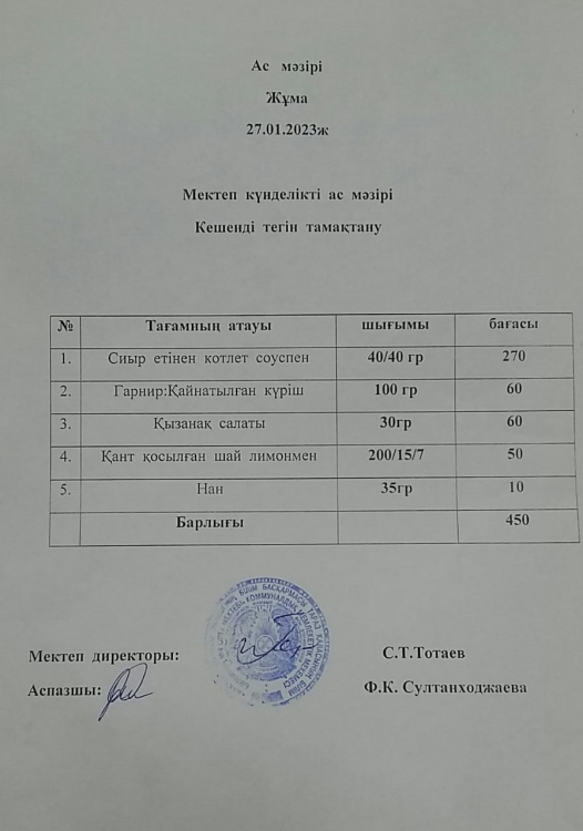 Ас мәзірі
