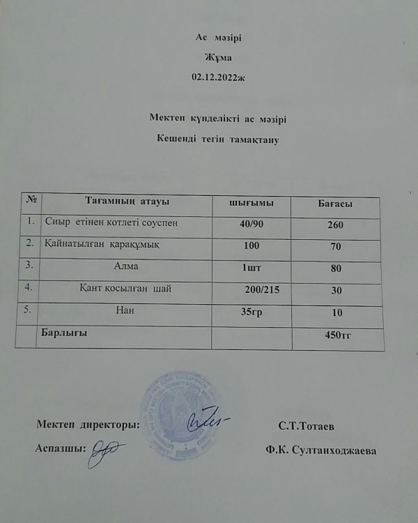 Ас мәзірі