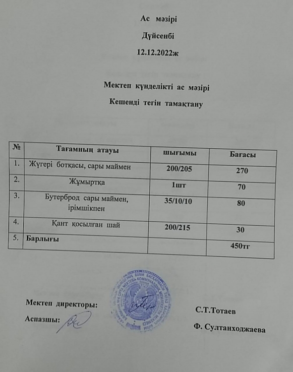 Ас мәзірі