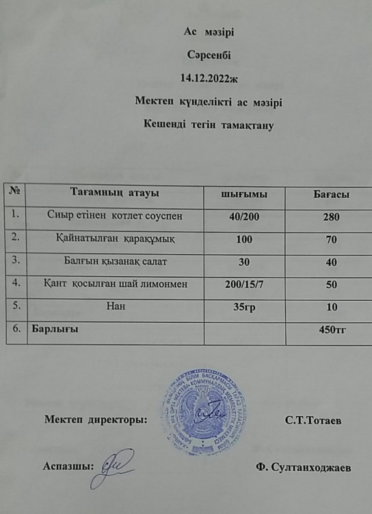 Ас  мәзірі