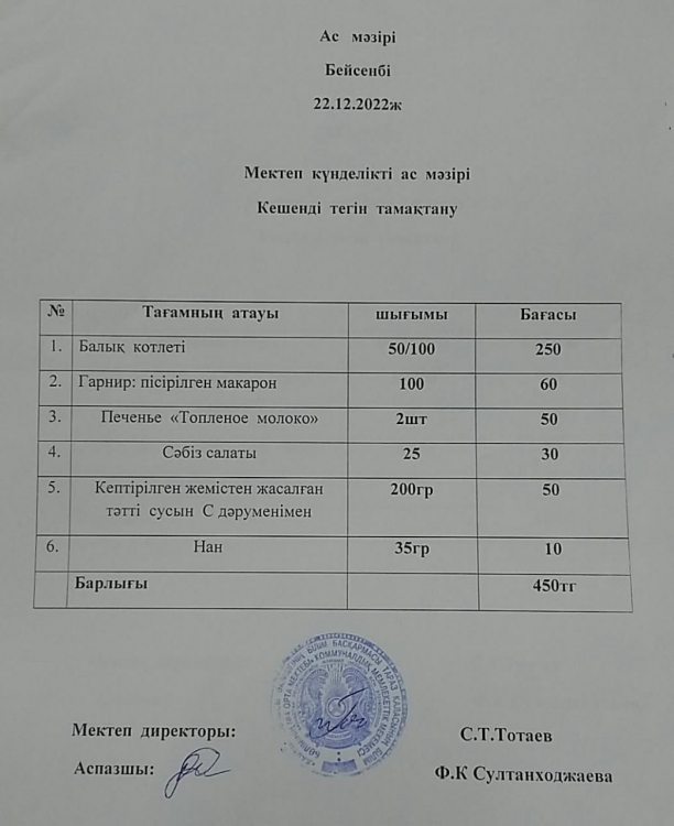 Ас  мәзірі