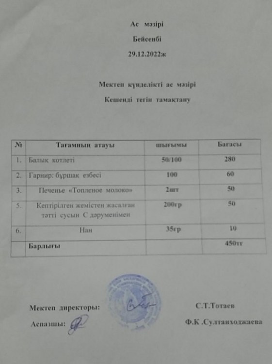 Ас  мәзірі