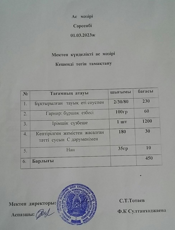 Ас мәзірі