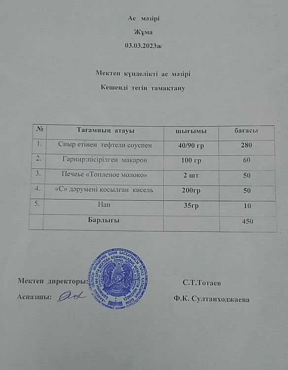 Ас  мәзірі