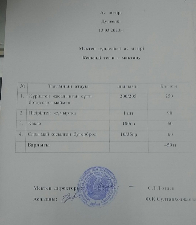 Ас  мәзірі