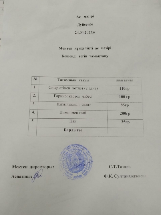 Ас мәзірі