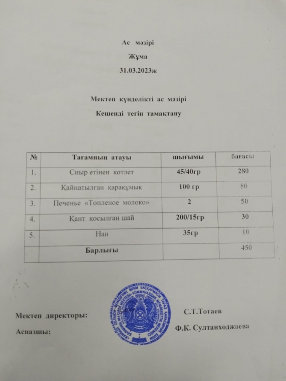 Ас мәзірі