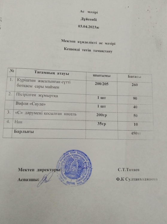 Ас мәзірі