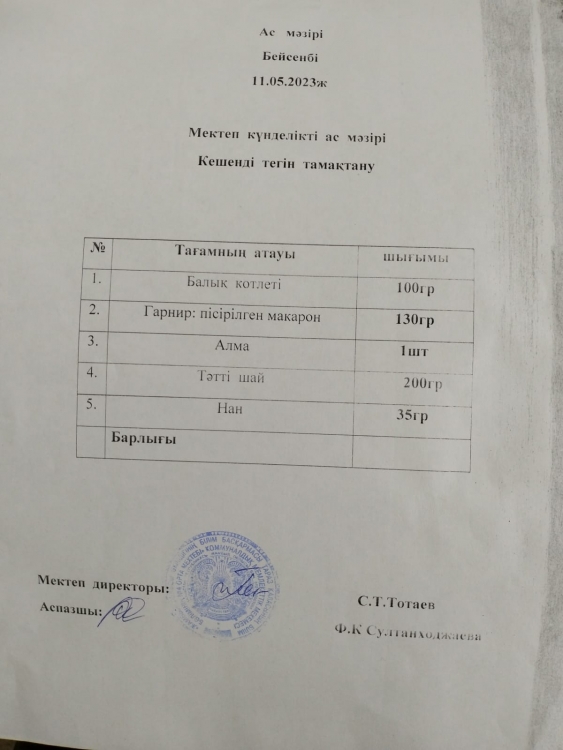 Ас мәзірі