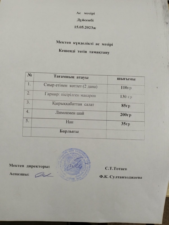 Ас  мәзірі