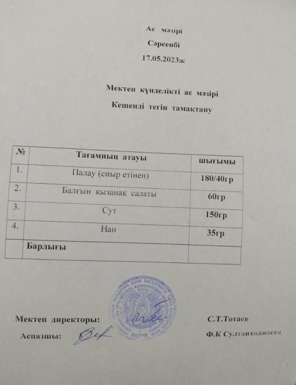 Ас мәзірі