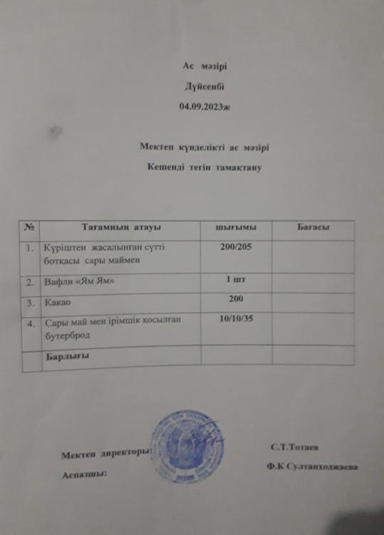 Ас  мәзірі