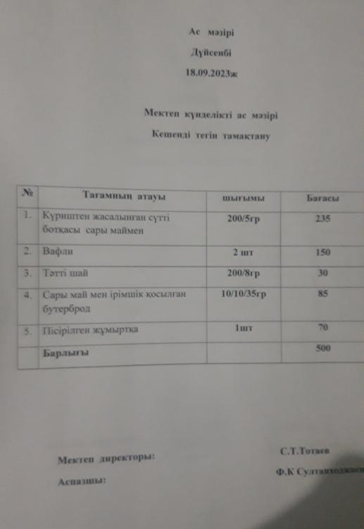 Ас мәзірі