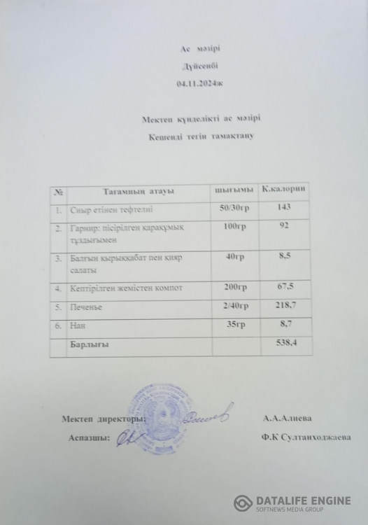 Ас мәзірі