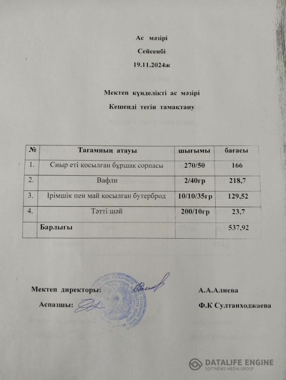 Ас мәзірі
