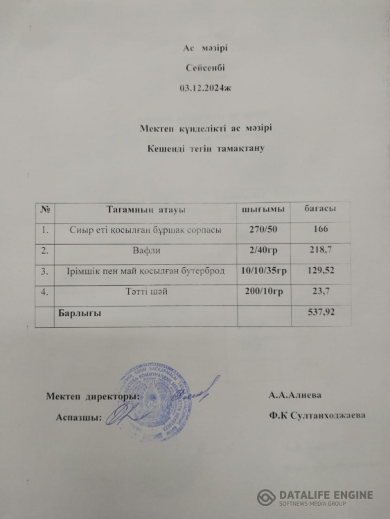 Ас мәзірі