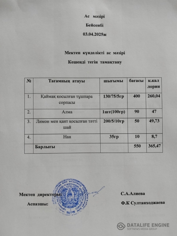 Ас мәзірі