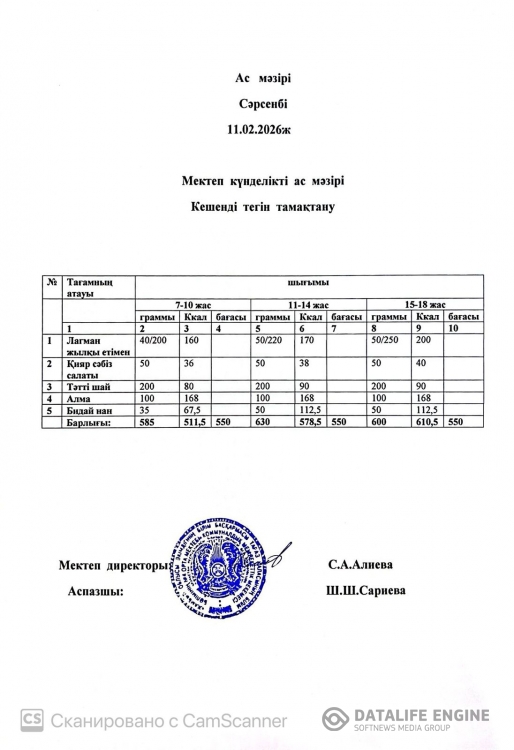 Ас мәзірі
