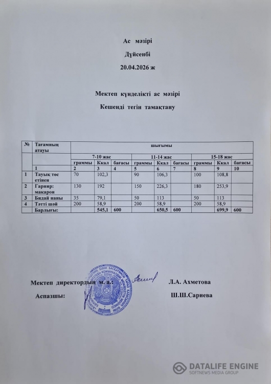 Ас мәзірі